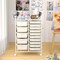 Costway 15 Drawer Rolling Storage Cart Tools Scrapbook Paper Office School Organizer Multicolored/Pink/Grey/Hot Pink/White/Black/Clear/Multicolor/Colorful/Mixed Pink